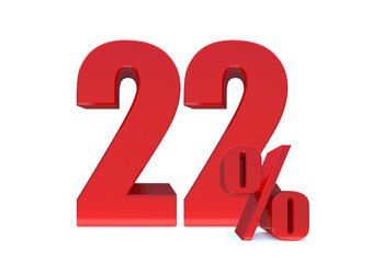  22 Percent off 3d Sign on White Background, Special Offer 22% Discount Tag, Sale Up to 22 Percent Off,big offer, Sale, Special Offer Label, Sticker, Tag, Banner, Advertising, offer Icon