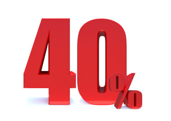 40 Percent off 3d Sign on White Background, Special Offer 40% Discount Tag, Sale Up to 40 Percent Off,big offer, Sale, Special Offer Label, Sticker, Tag, Banner, Advertising, offer Icon