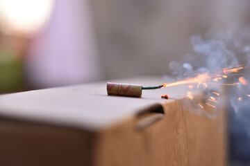 Closeup shot of firework near to explode