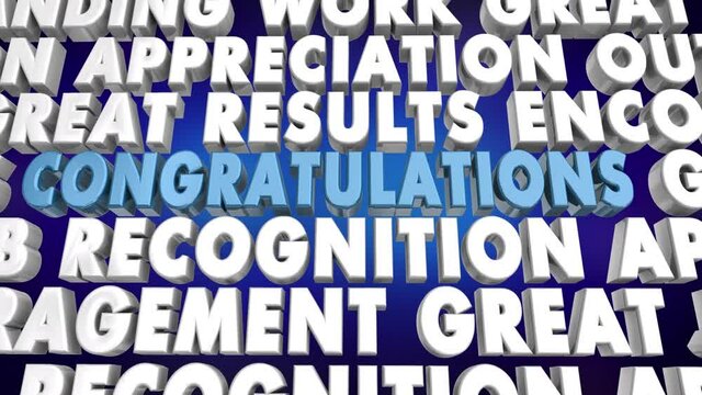 Congratulations Recognition Appreciation Great Job Good Work Words 3d Animation
