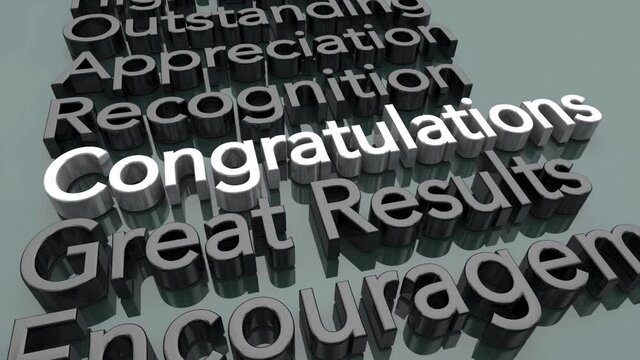 Congratulations Recognize Great Job Winner Appreciation Words 3d Animation