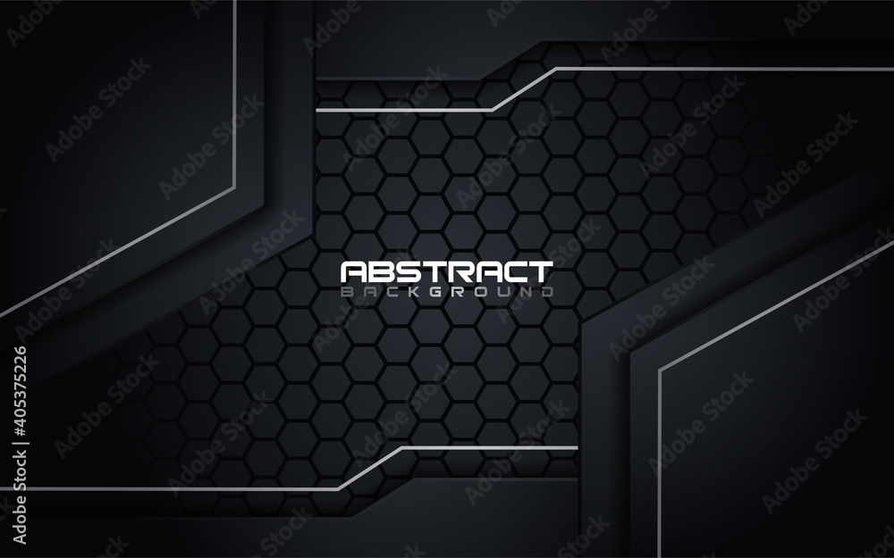 Poster luxurious dark combine with metallic lines. long horizontal background design. usable for background