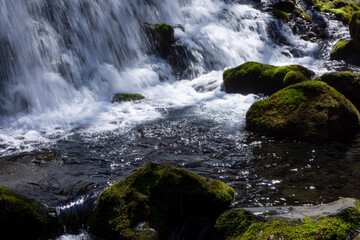 Fototapeta premium 早春の秋田県象潟の鳥海の元滝伏流水