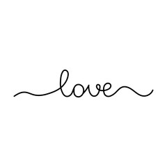 Love. Continuous line drawing. Hand drawn calligraphy lettering. Vector. Line art.	