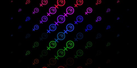 Dark Multicolor vector texture with women's rights symbols.
