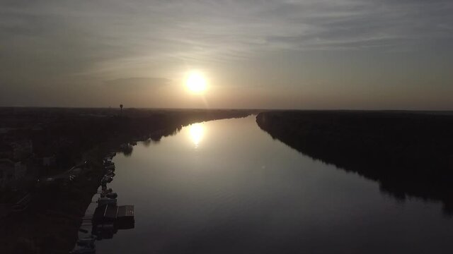 The River Sava, Brcko, Bosnia and Herzegovina at sunset