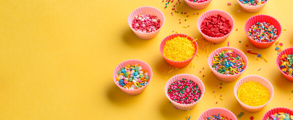Different sprinkles, copy space. Long banner