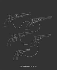 Flat vector illustration of antiquated American Gun.