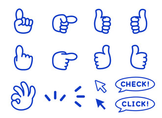 手　アイコンセット　青