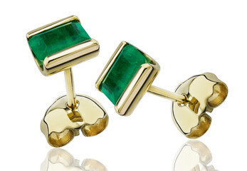 earrings in gold with colombian emeralds luxury jewelry with gemstones and diamonds