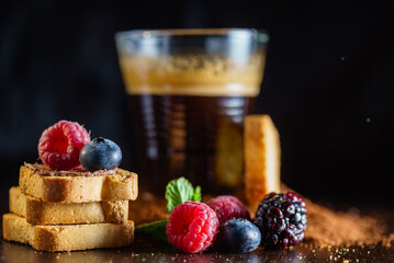 breakfast with coffee and berries