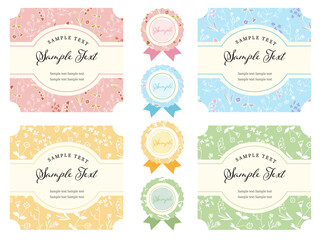 花柄のフレームデザイン素材セット