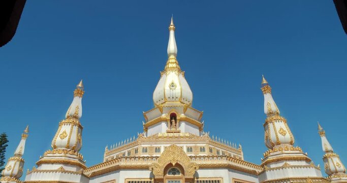 Phra Maha Chedi Chai Mongkol, a highly-revered pagoda containing relics of Buddha, located at Wat Pha Namthip Thep Prasit Vararam, a temple complex in Roi Et province, Northeastern Thailand.