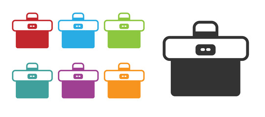 Black Briefcase icon isolated on white background. Business case sign. Business portfolio. Set icons colorful. Vector.
