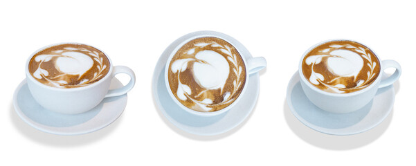 cup of coffee with latte art milk foam surface