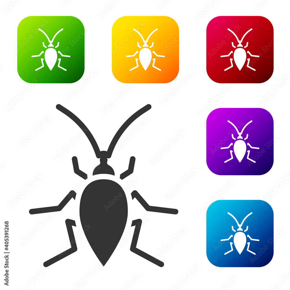 Aufkleber black cockroach icon isolated on white background. set icons in color square buttons. vector.