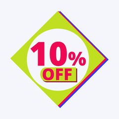 10% OFF Sale Discount Banner. Discount offer price tag. Special offer sale label. Modern Sticker Illustration. Isolated white Background