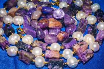 Charoite and pearls