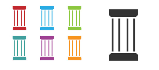 Black Ancient column icon isolated on white background. Set icons colorful. Vector.