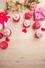 Valentines cupcakes with copy space