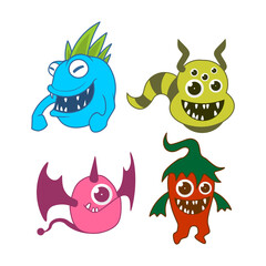cute monster logo vector
