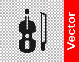 Black Violin icon isolated on transparent background. Musical instrument. Vector.
