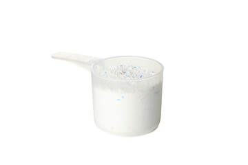 Scoop with washing powder isolated on white background