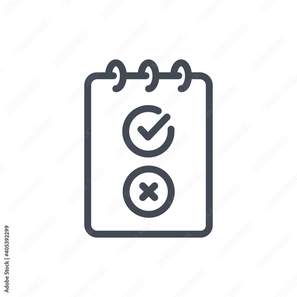Poster survey line icon. notepad with checklist vector outline sign.