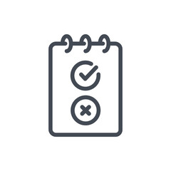 Survey line icon. Notepad with checklist vector outline sign.