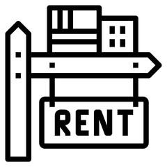 Rent icon for web element , webpage, application, card, printing, social media, posts etc.