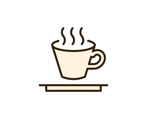 Cup of tea or coffee flat icon. Single high quality outline symbol for web design or mobile app.  Holidays thin line signs for design logo, visit card, etc. Outline pictogram EPS10