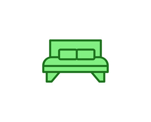 Bed flat icon. Single high quality outline symbol for web design or mobile app.  House thin line signs for design logo, visit card, etc. Outline pictogram EPS10