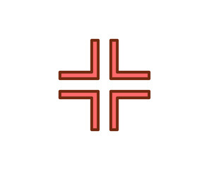 Cross flat icon. Thin line signs for design logo, visit card, etc. Single high-quality outline symbol for web design or mobile app. Medical outline pictogram.