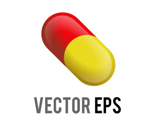 vector half red half yellow capsule of medical pill icon