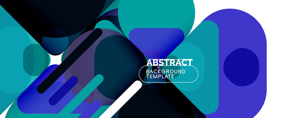 Flat geometric round shapes and dynamic lines, abstract background. Vector illustration for placards, brochures, posters and banners