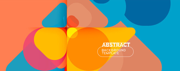 Flat geometric round shapes and dynamic lines, abstract background. Vector illustration for placards, brochures, posters and banners