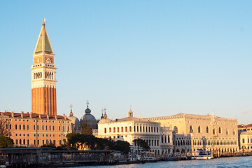 Venice panorama with the bell tower of San Marco and the Doge's palace