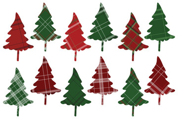 Obraz premium Christmas tree silhouettes. Clip art bundle on white background
