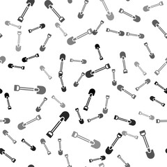 Black Fire shovel icon isolated seamless pattern on white background. Fire protection equipment. Equipment for firefighter. Vector.