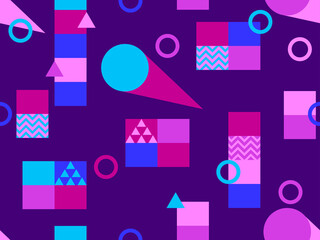 Abstract geometric seamless pattern in 80s style. Bauhaus style elements. Background for promotional products, wrapping paper and printing. Vector illustration