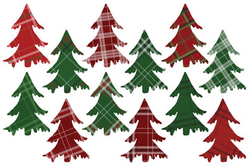 Obraz premium Christmas pine silhouettes. Clip art kit on white background