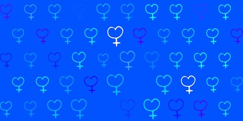 Light Pink, Blue vector backdrop with women power symbols.