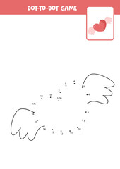Connect the dots game with cartoon valentine heart.