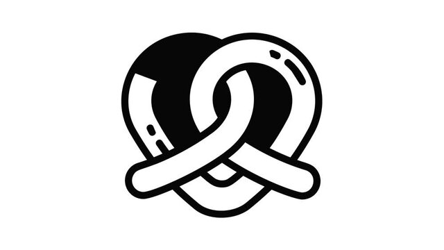 Heart pretzel icon animation best object on white background