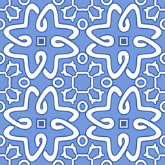 Portugal Blue Star Tile Vector Seamless Pattern