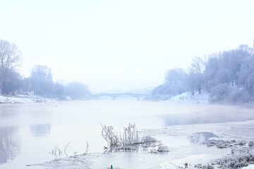 landscape winter forest, seasonal beautiful view in snowy forest december nature