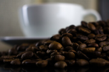 coffee beans and cup