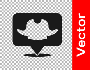 Black Location pirate icon isolated on transparent background. Vector.