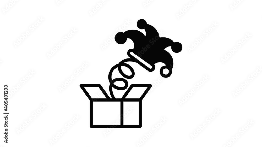 Aufkleber spring box jester hat icon animation best object on white background