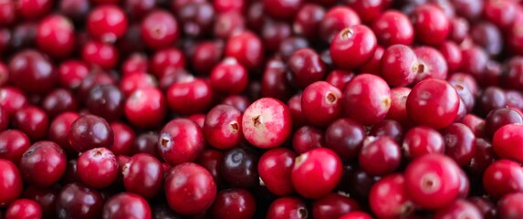 Ripe fresh cranberries as natural, food, berries banner.